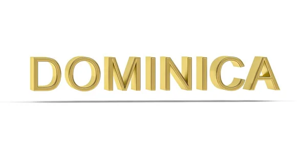 Altın Dominica Yazıtları Beyaz Arkaplanda Izole Edildi Oluşturma — Stok fotoğraf