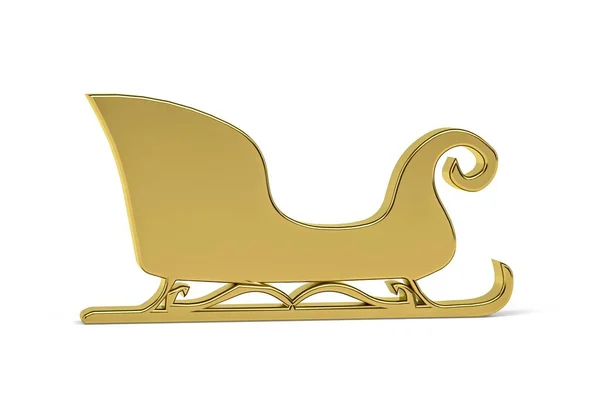 Golden Släde Ikon Isolerad Vit Bakgrund Render — Stockfoto