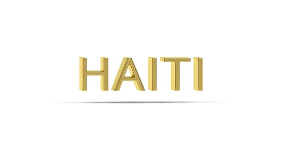 Golden Haïti Inscriptie Geïsoleerd Witte Achtergrond Render — Stockfoto
