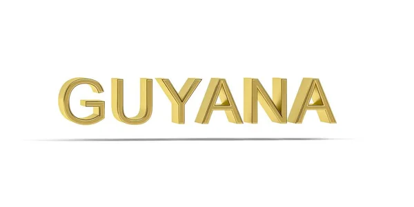Golden Guyana Inscriptie Geïsoleerd Witte Achtergrond Render — Stockfoto