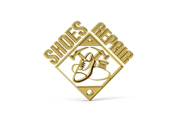 Золотая Икона Ремонта Обуви Белом Фоне Рендеринг — стоковое фото
