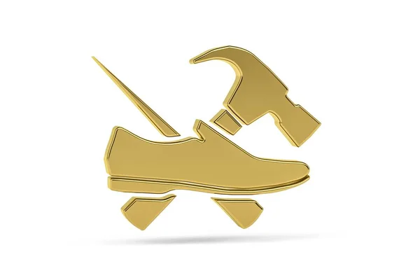 Golden Παπούτσια Επισκευή Εικονίδιο Απομονώνονται Λευκό Φόντο Καθιστούν — Φωτογραφία Αρχείου