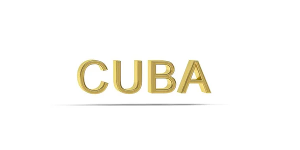 白色背景下孤立的金色3D古巴铭文 3D渲染 — 图库照片