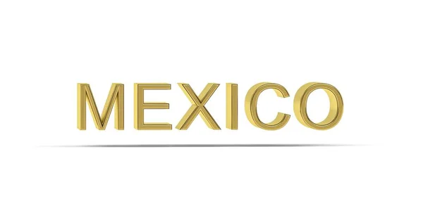 Golden Mexico Inscription Isolated White Background Render — Stock Photo, Image