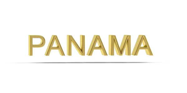 Golden Panama Inscriptie Geïsoleerd Witte Achtergrond Render — Stockfoto