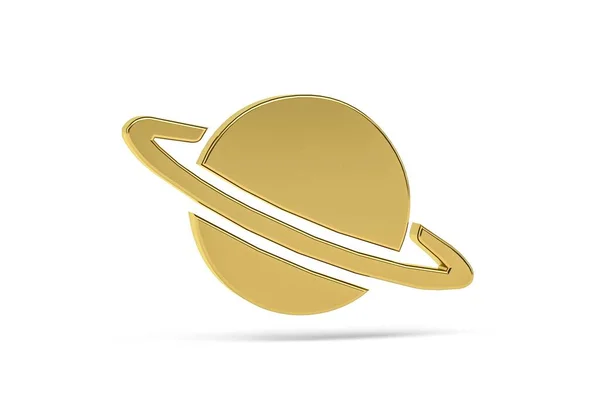 Ícone Planeta Dourado Isolado Fundo Branco Renderização — Fotografia de Stock