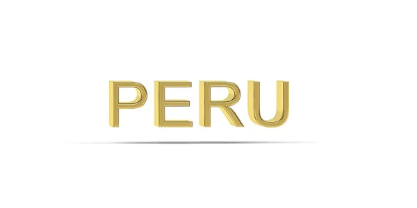 Golden Peru Inscriptie Geïsoleerd Witte Achtergrond Render — Stockfoto