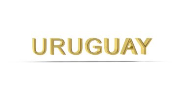 Altın 3D Uruguay yazıtları beyaz arkaplanda izole edildi - 3D oluşturma