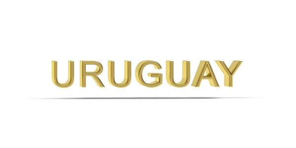 Golden Uruguay Inscriptie Geïsoleerd Witte Achtergrond Render — Stockfoto