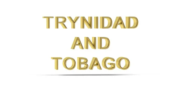 Golden Trynidad Tobago Inscriptie Geïsoleerd Witte Achtergrond Render — Stockfoto