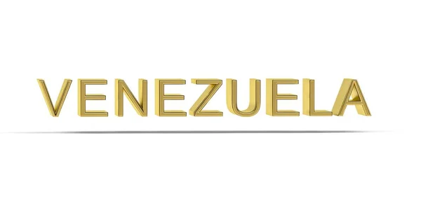 白色背景下孤立的金色3D委内瑞拉题词 3D渲染 — 图库照片
