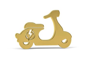 Beyaz arkaplanda izole edilmiş Altın 3d scooter simgesi - 3B oluşturma