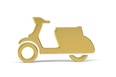 Beyaz arkaplanda izole edilmiş Altın 3d scooter simgesi - 3B oluşturma