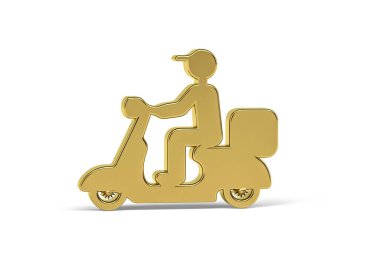 Beyaz arkaplanda izole edilmiş Altın 3d scooter simgesi - 3B oluşturma