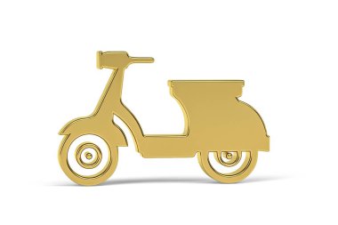 Beyaz arkaplanda izole edilmiş Altın 3d scooter simgesi - 3B oluşturma