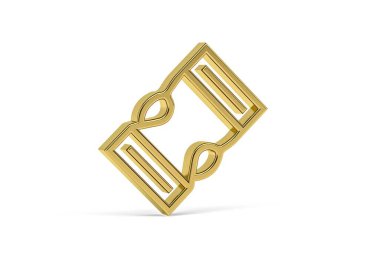 Golden 3d buckle icon isolated on white background - 3D render