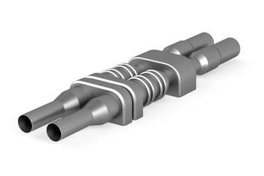 Metal industrial pipe isolated on white background - 3d render