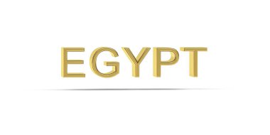 Golden 3D Egypt inscription isolated on white background - 3D render