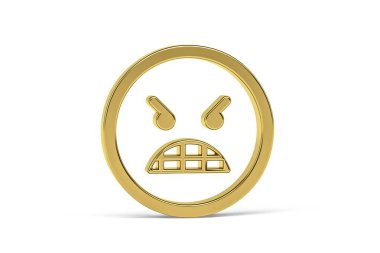 Golden 3d angry icon isolated on white background - 3d render