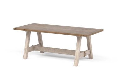 Wooden dining table isolated on white background - 3d render