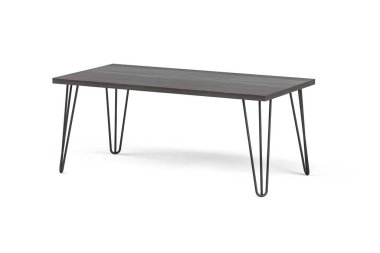 Dining table with wooden top on metal legs isolated on white background - 3d render