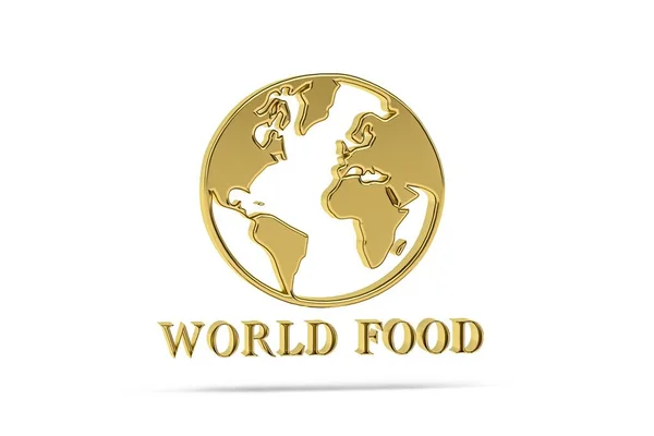 Ícone Cozinha Mundial Dourado Isolado Fundo Branco Renderização — Fotografia de Stock