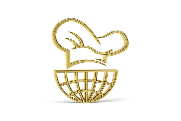 Golden World Cuisine Icon Isolated White Background Render — Zdjęcie stockowe