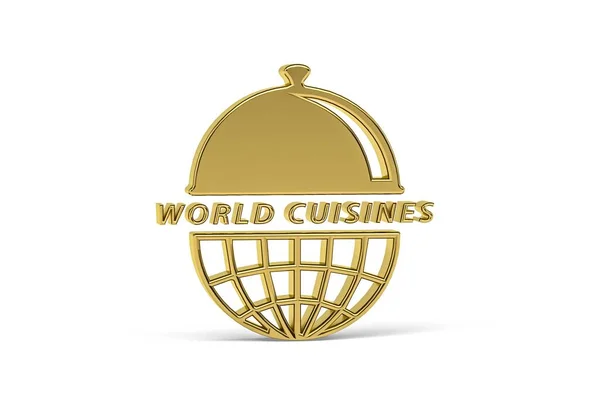 Золотой Мировая Кухня Икона Изолированы Белом Фоне Рендеринг — стоковое фото