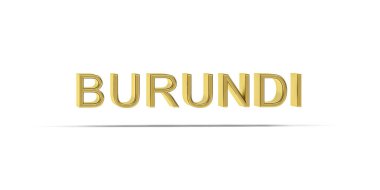 Golden 3D Burundi inscription isolated on white background - 3D render