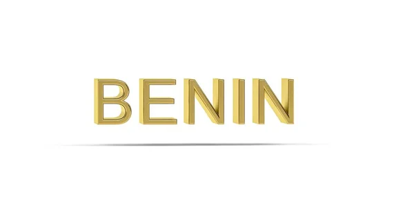 Goldene Benin Inschrift Isoliert Auf Weißem Hintergrund Render — Stockfoto