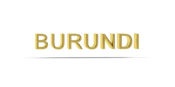 Goldene Burundi Inschrift Isoliert Auf Weißem Hintergrund Render — Stockfoto
