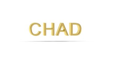 Altın 3D Chad yazıtları beyaz arkaplanda izole edildi - 3D oluşturma