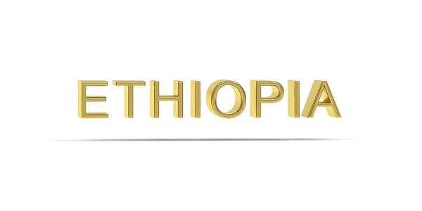 Golden Etiópia Felirat Elszigetelt Fehér Háttér Render — Stock Fotó