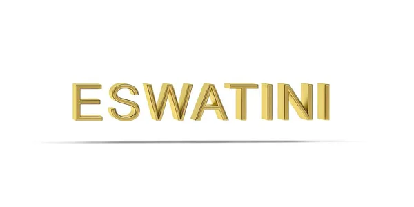 Golden Eswatini Inscriptie Geïsoleerd Witte Achtergrond Render — Stockfoto