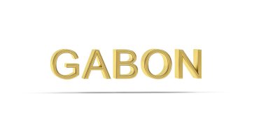 Altın 3D Gabon yazıtları beyaz arkaplanda izole edildi - 3B oluşturma