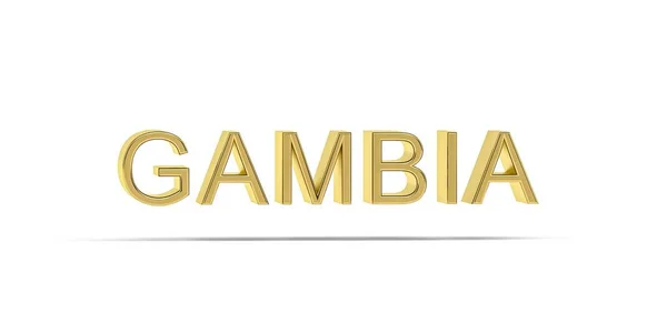 Golden Gambia Inscriptie Geïsoleerd Witte Achtergrond Render — Stockfoto