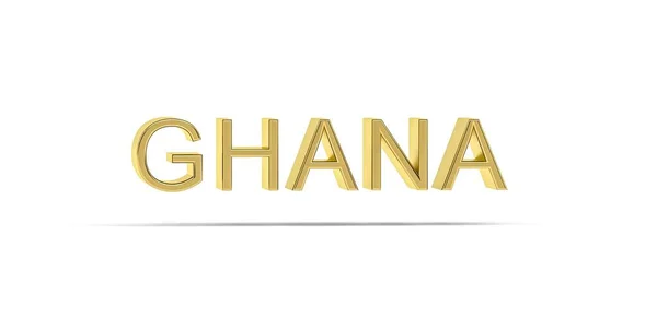 Golden Ghana Inscriptie Geïsoleerd Witte Achtergrond Render — Stockfoto