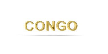 Altın 3D Kongo yazıtları beyaz arkaplanda izole edildi - 3B oluşturma