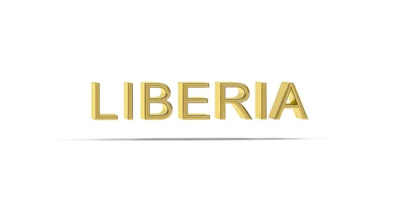 Goldene Liberia Inschrift Isoliert Auf Weißem Hintergrund Render — Stockfoto