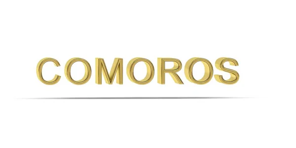 Golden Comoros Inscriptie Geïsoleerd Witte Achtergrond Render — Stockfoto