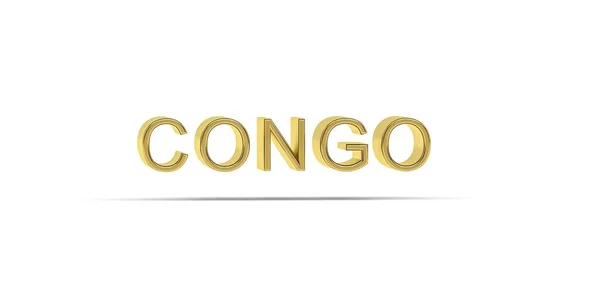 Golden Congo Inscriptie Geïsoleerd Witte Achtergrond Render — Stockfoto