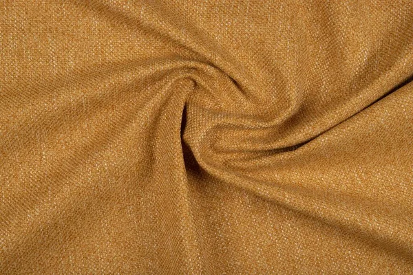 Yellow Orange Fabric Texture Top View Close Piece Crushed Twisted — Stock Photo, Image