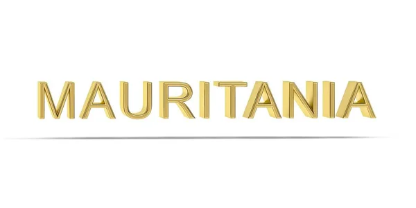 Goldene Mauretanien Inschrift Isoliert Auf Weißem Hintergrund Render — Stockfoto