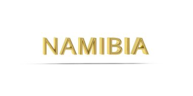 Altın 3D Namibya yazıtları beyaz arkaplanda izole edildi - 3B oluşturma