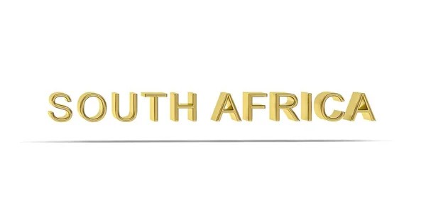 Golden Zuid Afrika Inscriptie Geïsoleerd Witte Achtergrond Render — Stockfoto