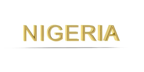 Arany Nigéria Felirat Elszigetelt Fehér Háttér Render — Stock Fotó