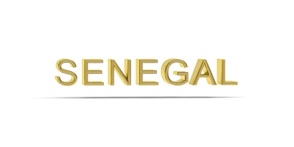 Goldene Senegal Inschrift Isoliert Auf Weißem Hintergrund Renderer — Stockfoto