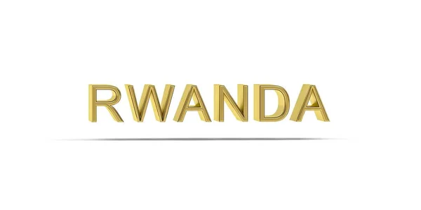 Arany Ruanda Felirat Elszigetelt Fehér Háttér Render — Stock Fotó