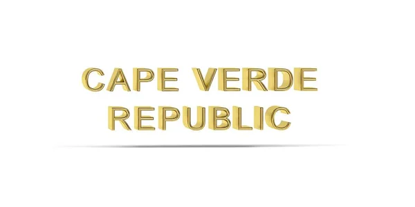 Golden Cape Verde Republic Inscription Isolée Sur Fond Blanc Rendu — Photo