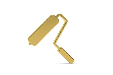 Beyaz arkaplanda izole edilmiş altın 3d boya silindiri simgesi - 3d oluşturma